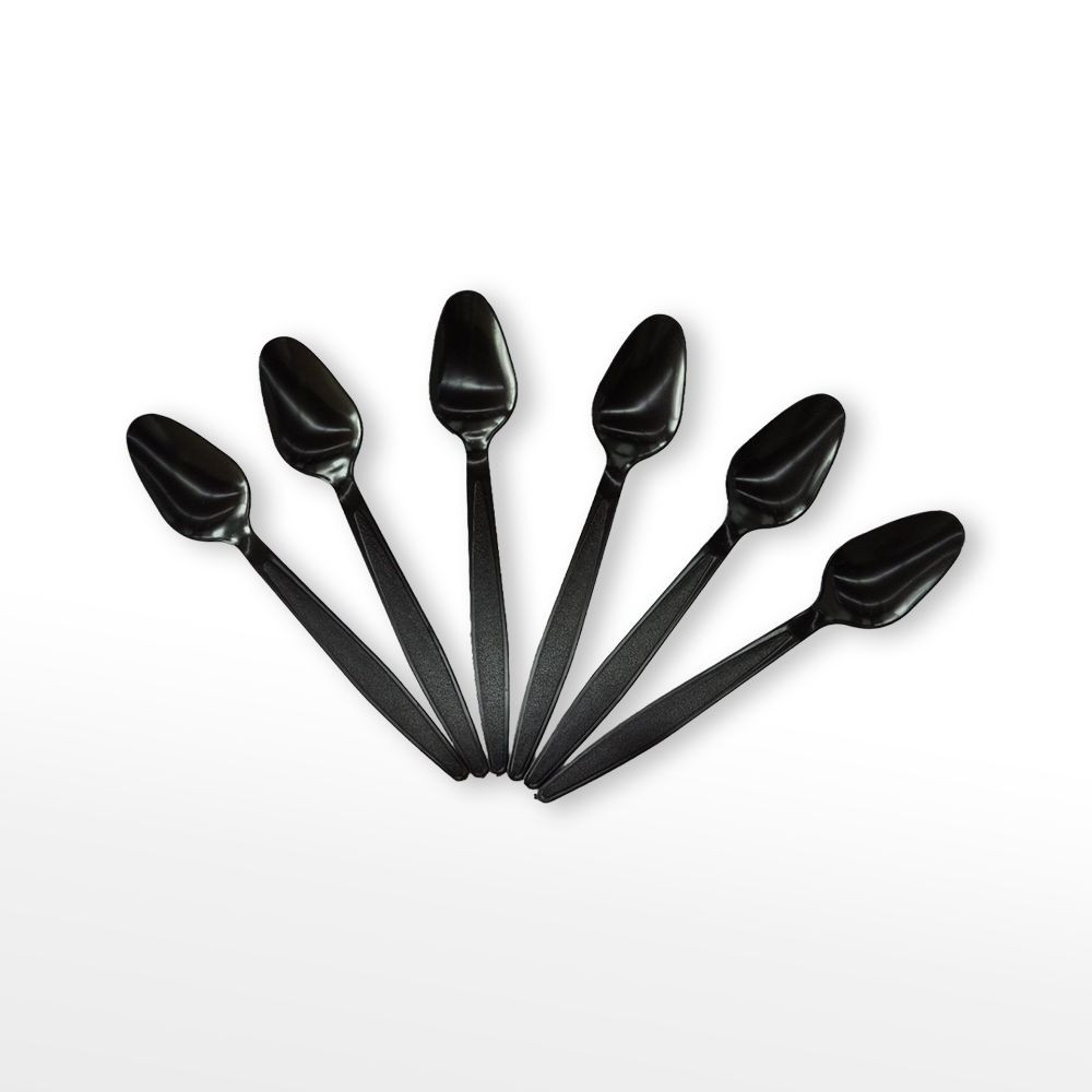 Disposable Black Plastic Spoon – PS Heavy Duty Food Grade Spoon