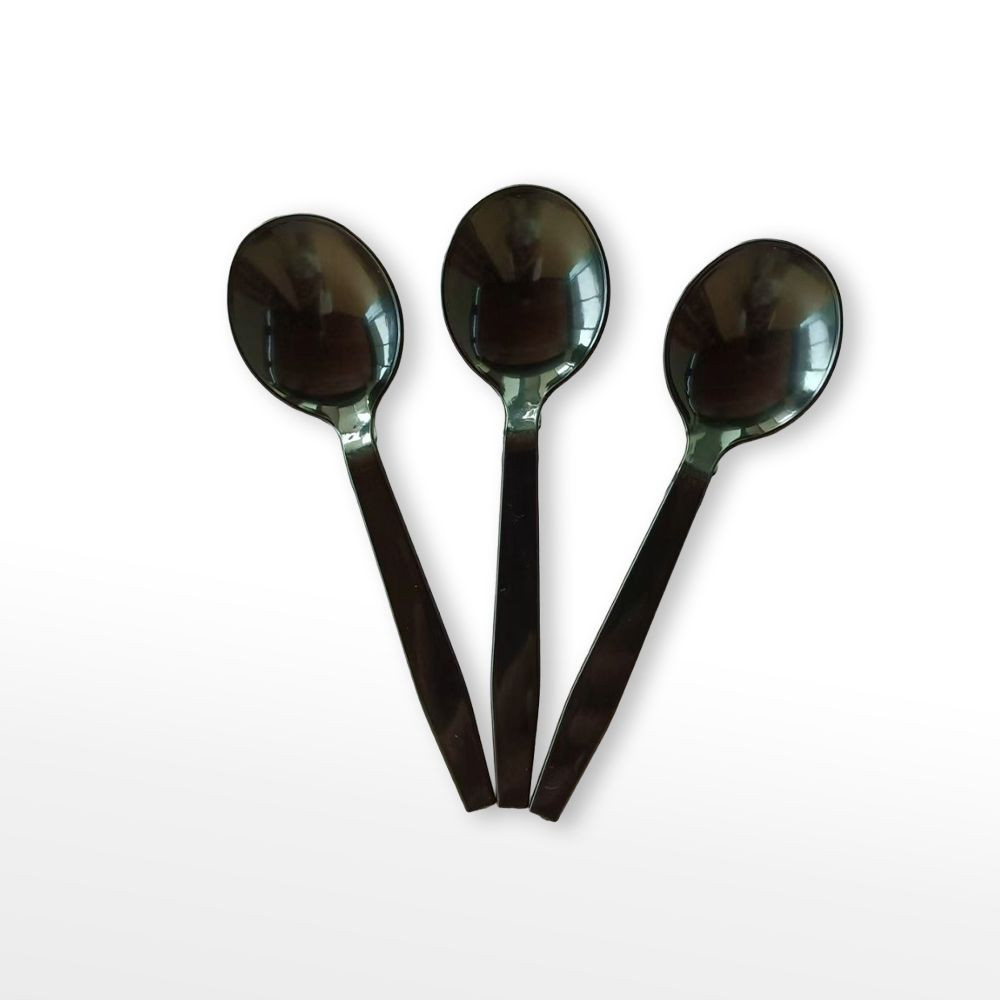Disposable Black Plastic Spoon  PS Heavy Duty Spoon