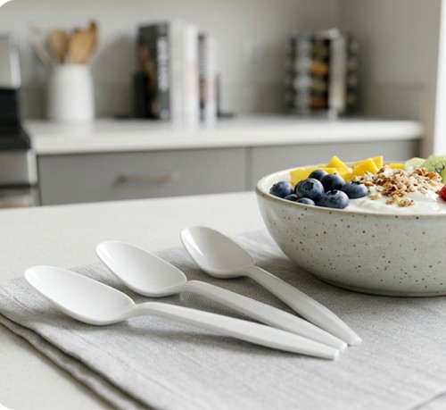White Plastic Spoon