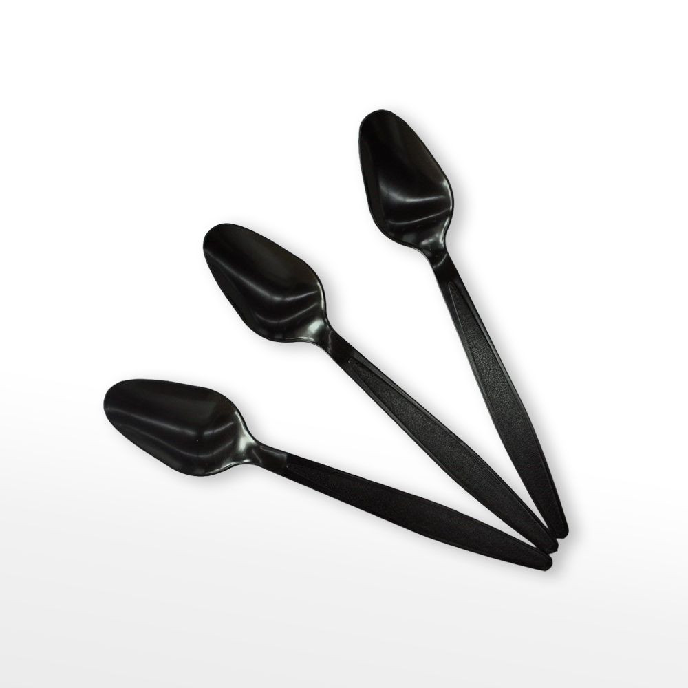 Disposable Black Plastic Spoon – PS Heavy Duty Food Grade Spoon