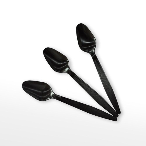 Disposable Black Plastic Spoon – PS Heavy Duty Food Grade Spoon